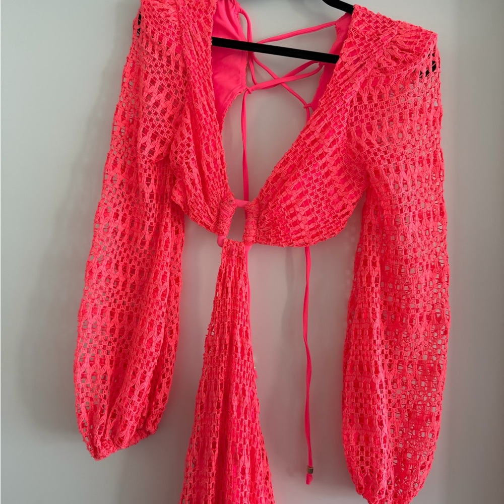 PatBO Neon Pink Crochet Dress - Picture 7 of 8